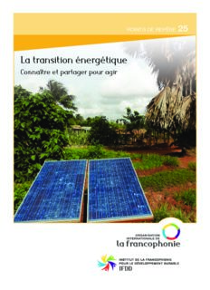 La transition énergétique Connaître et partager pour agir
