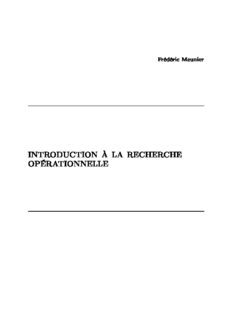 INTRODUCTION À LA RECHERCHE OPÉRATIONNELLE