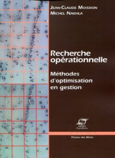 Recherche opérationnelle : Méthodes d’optimisation en gestion